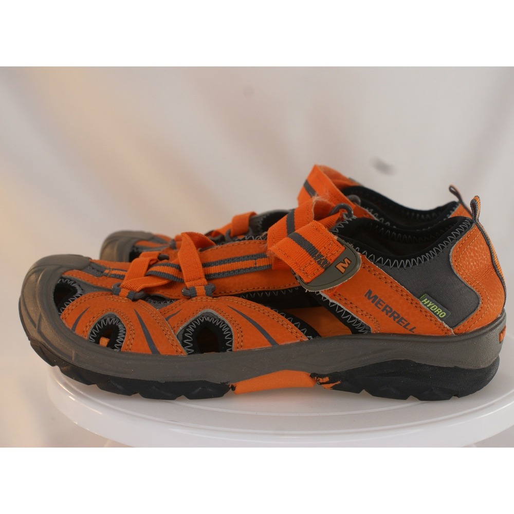 Merrell Hydro Kids Orange Gray Leather Mesh Water Sandals MY56930 US 4M EU 35